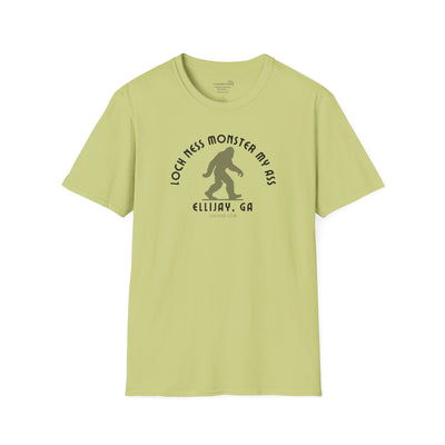 Unisex Bigfoot T-shirt with 'Loch Ness Monster My Ass’ text Ellijay GA funny cryptid graphic by 515 Gear