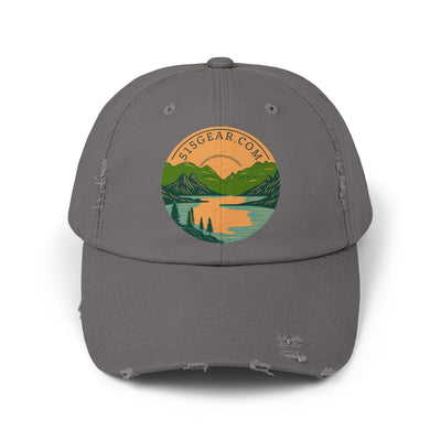 Distressed Baseball cap, 515 Gear Adventure Awaits Logo | by 515Gear.com | Come sit by the lake!