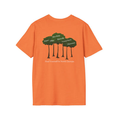 unisex adult T-shirt, Tree Graphic, by 515Gear.com, Find yourself in North Georgia!