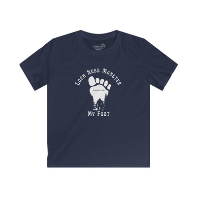Kid’s T-Shirt “Loch Ness Monster My Foot” | by 515Gear.com | Bigfoot cruising through the forest! 