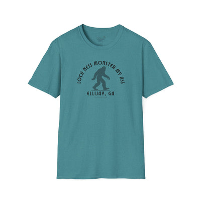 Unisex Bigfoot T-shirt with 'Loch Ness Monster My Ass’ text Ellijay GA funny cryptid graphic by 515 Gear