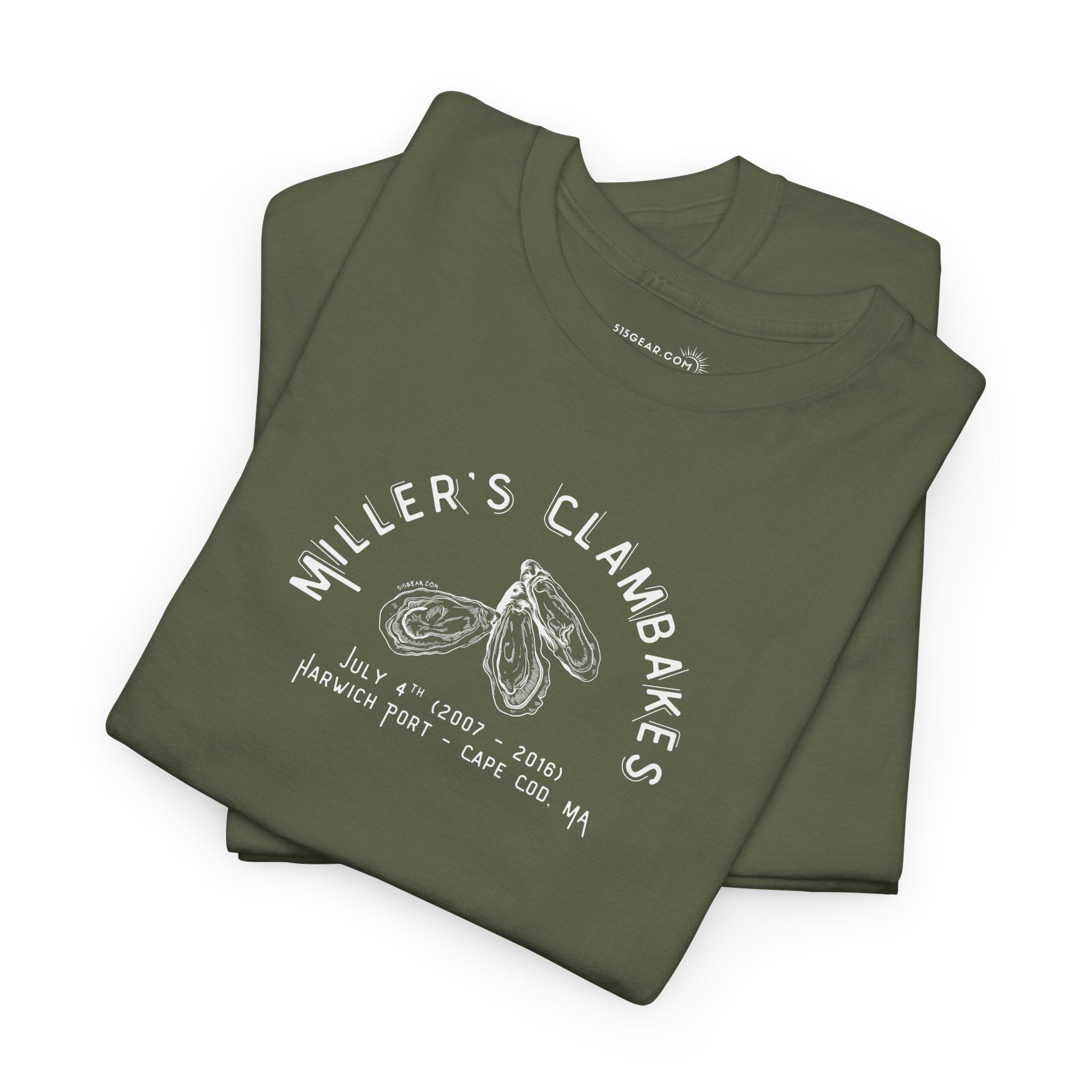 Oysters & Miller’s Clambakes - Harwich Port MA Unisex Heavy Cotton Tee