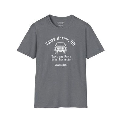 Unisex Adult T-shirt, cool Jeep Graphic, by 515Gear.com | Young Harris, GA | Take the Road Less Traveled