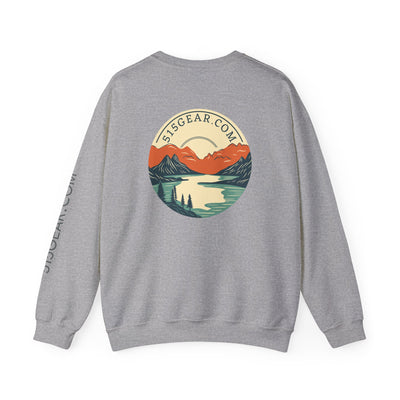 Crewneck sweatshirt, graphic on back featuring mountain range  | by 515gear.Com | 