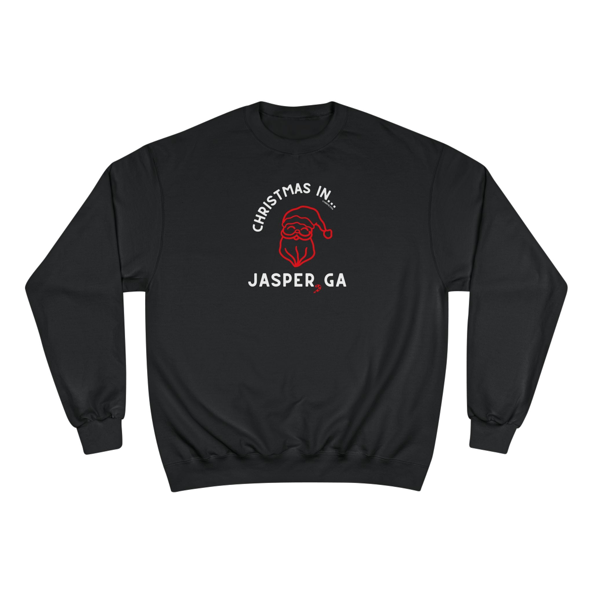 Black Champion Sweatshirt with Santa and text "Christmas in Blue Ridge, GA"