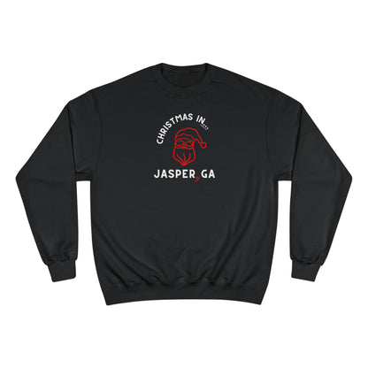 Black Champion Sweatshirt with Santa and text "Christmas in Blue Ridge, GA"