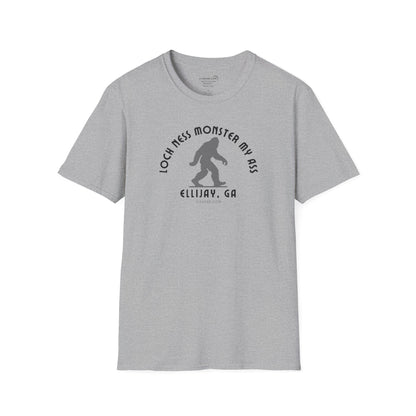 Unisex Bigfoot T-shirt with 'Loch Ness Monster My Ass’ text Ellijay GA funny cryptid graphic by 515 Gear
