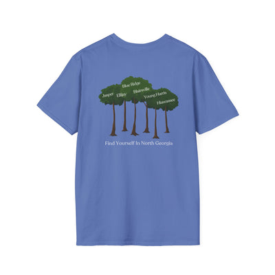 unisex adult T-shirt, Tree Graphic, by 515Gear.com, Find yourself in North Georgia!