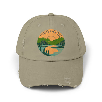 Distressed Baseball cap, 515 Gear Adventure Awaits Logo | by 515Gear.com | Come sit by the lake!