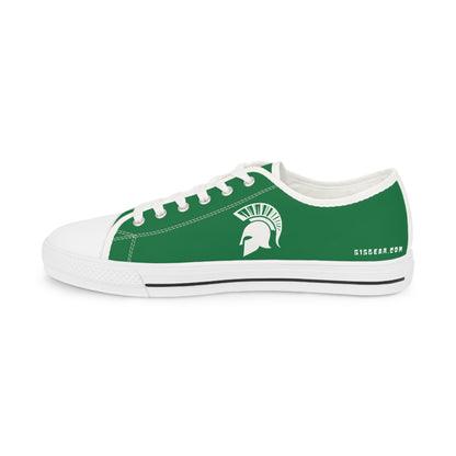 Green sneaker with a spartan helmet on a white background