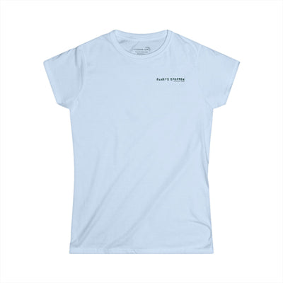 Light blue t-shirt with a brand logo on a white background