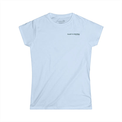 Light blue t-shirt with a brand logo on a white background