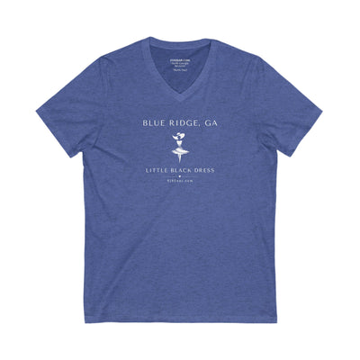 Women’s V-Neck T-shirt, Little Black Dress graphic, 515Gear.com | Blue Ridge, GA | celebrate casual wear 