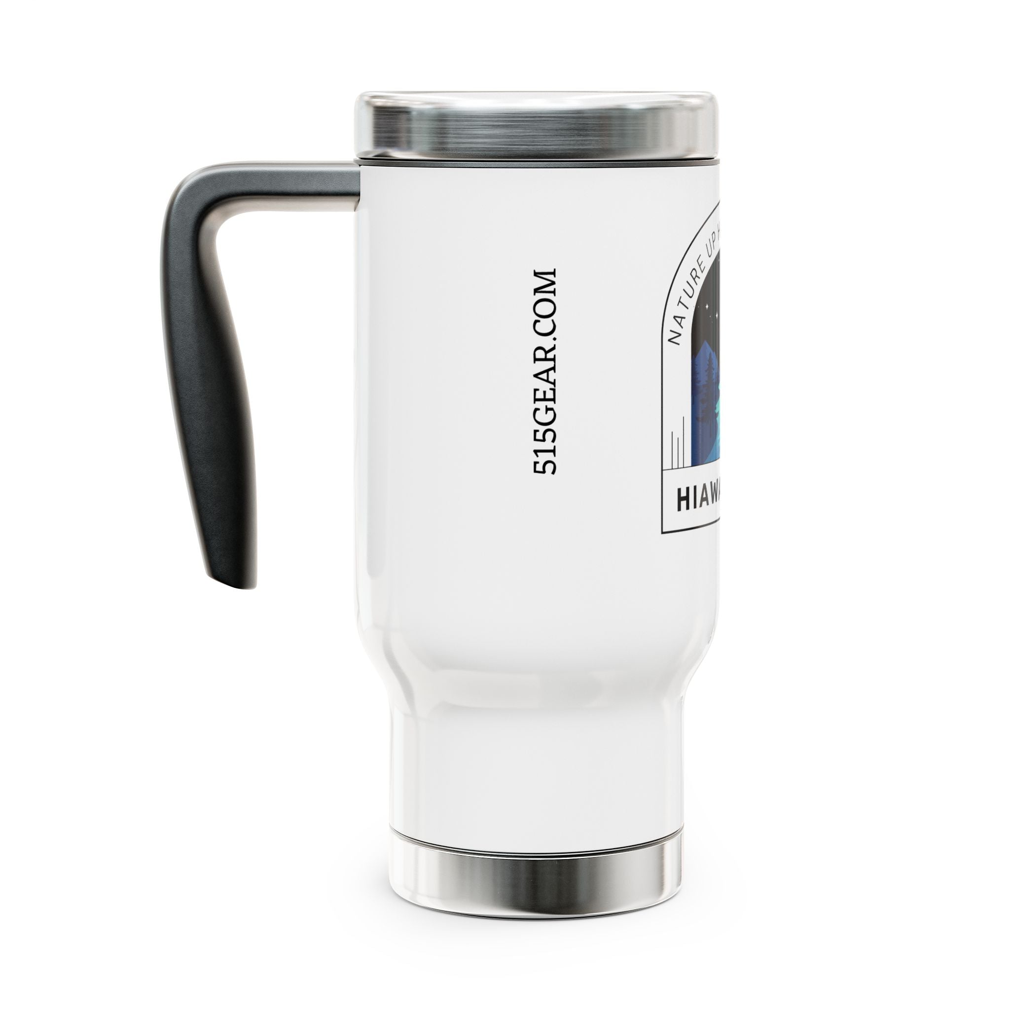 Hiawassee- Stainless Steel Travel Mug with Handle, 14oz