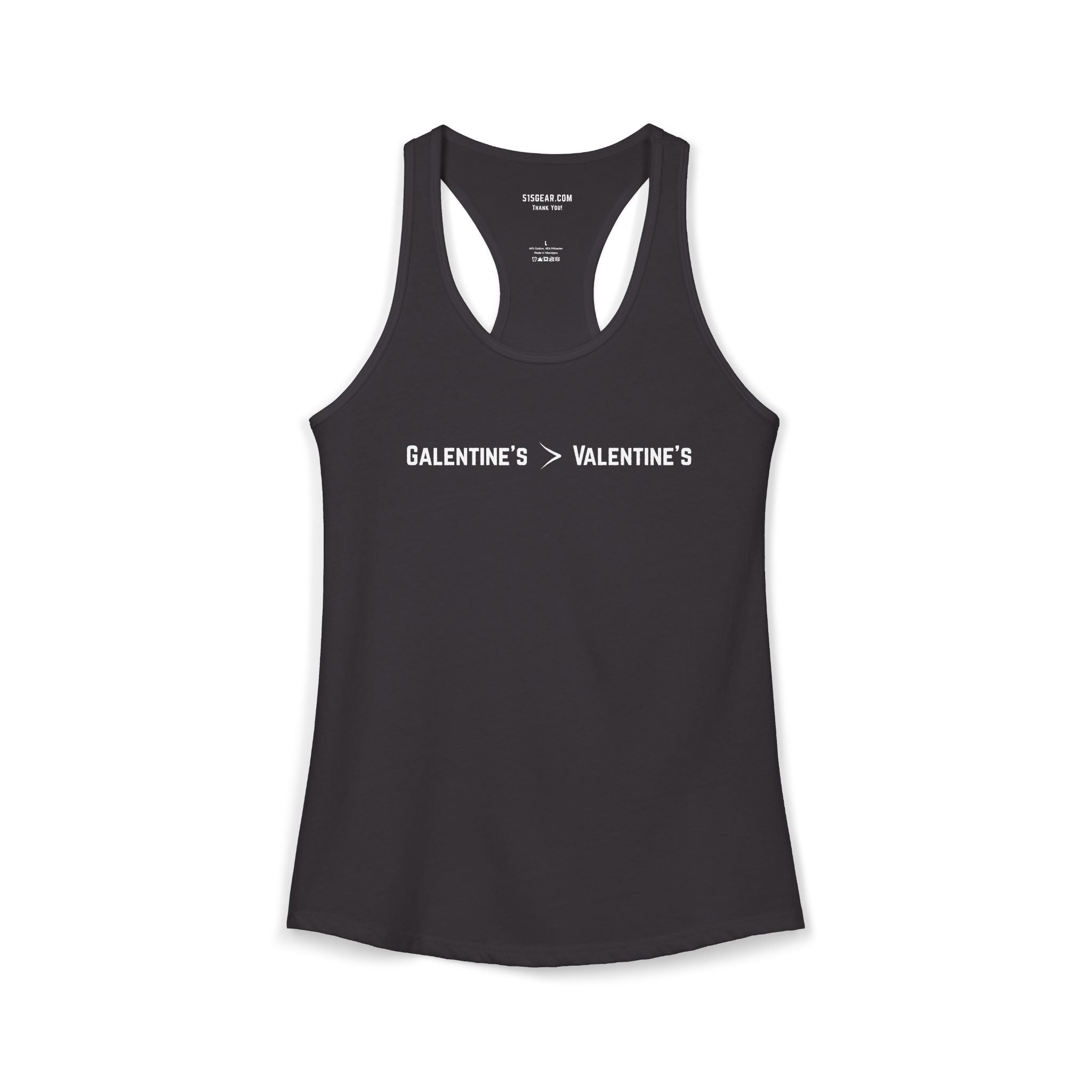 Black women's Racerback tank top with text Galentine’s over Valentine’s 