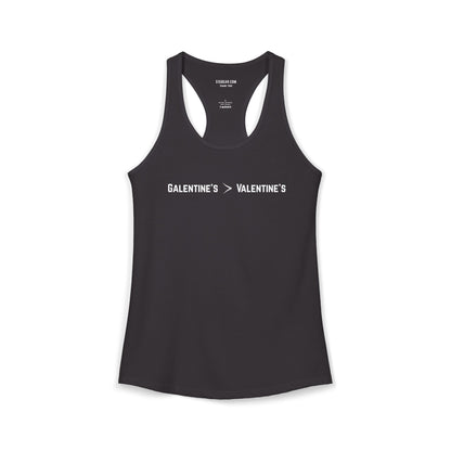 Black women's Racerback tank top with text Galentine’s over Valentine’s 