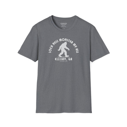 Unisex Bigfoot T-shirt with 'Loch Ness Monster My Ass’ text Ellijay GA funny cryptid graphic by 515 Gear