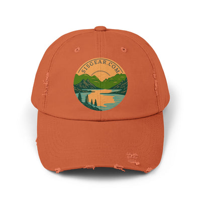 Distressed Baseball cap, 515 Gear Adventure Awaits Logo | by 515Gear.com | Come sit by the lake!