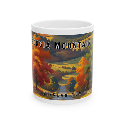 Mug with a vintage scenic design of a rural road cutting through the North Georgia Mountains in Autumn by 515Gear.com