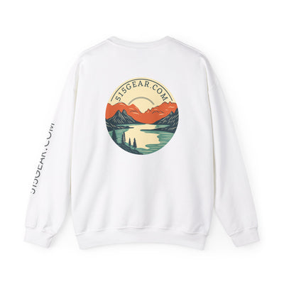 Crewneck sweatshirt, graphic on back featuring mountain range  | by 515gear.Com | 