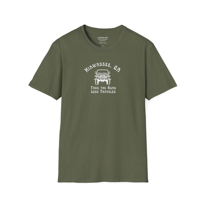 Unisex Adult T-shirt, cool Jeep Graphic, by 515Gear.com | Hiawassee, GA | Take the Road Less Traveled