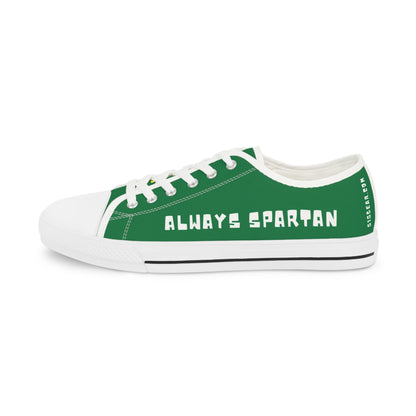 Green and white sneaker with 'Always Spartan' text on a white background