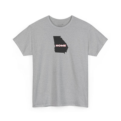 Gray unisex short-sleeve Georgia pride tee in school colors; State of Georgia graphic with text 'HOME'