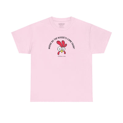 unisex adult t-shirt, where do nuggets come from | 515Gear.com | anyone love a fun t-shirt?