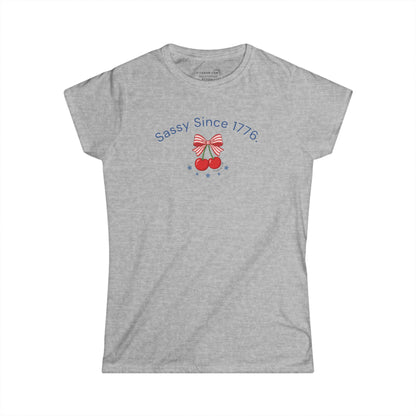 July 4th Collection - Sassy Since 1776 - Women’s Short Sleeve V-Neck Softstyle Tee