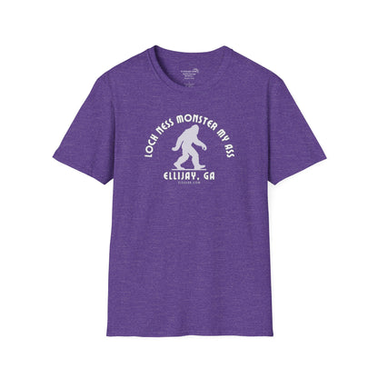 Unisex Bigfoot T-shirt with 'Loch Ness Monster My Ass’ text Ellijay GA funny cryptid graphic by 515 Gear