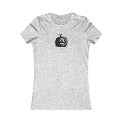 Gray women's t-shirt with a white halloween jack-o-lantern pumpkin graphic by 515Gear.com