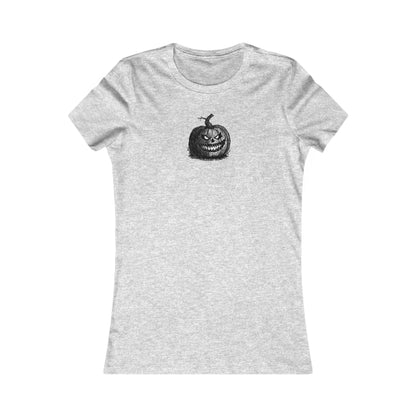 Gray women's t-shirt with a white halloween jack-o-lantern pumpkin graphic by 515Gear.com