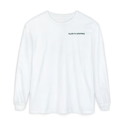 White sweatshirt with text Always Spartan
