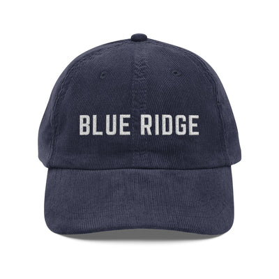 Navy Blue corduroy hat with Blue Ridge embroidered in White by 515Gear.com