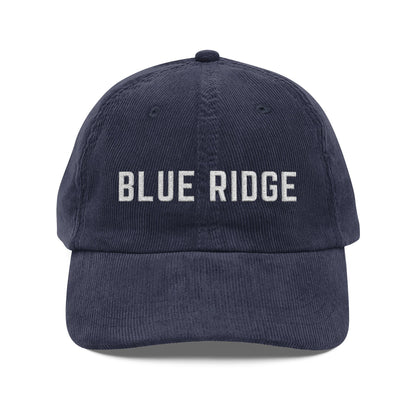 Navy Blue corduroy hat with Blue Ridge embroidered in White by 515Gear.com