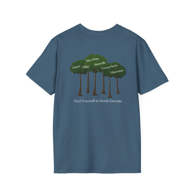 unisex adult T-shirt, Tree Graphic, by 515Gear.com, Find yourself in North Georgia!