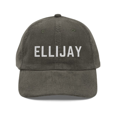 Olive corduroy hat with ELLIJAY embroidered in white by 515Gear.com