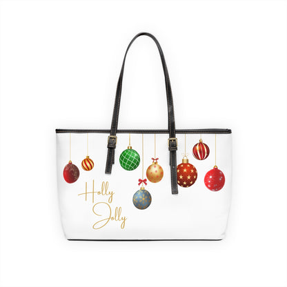 Merry & Bright / Holly Jolly – Premium White PU Leather Christmas Shoulder Bag